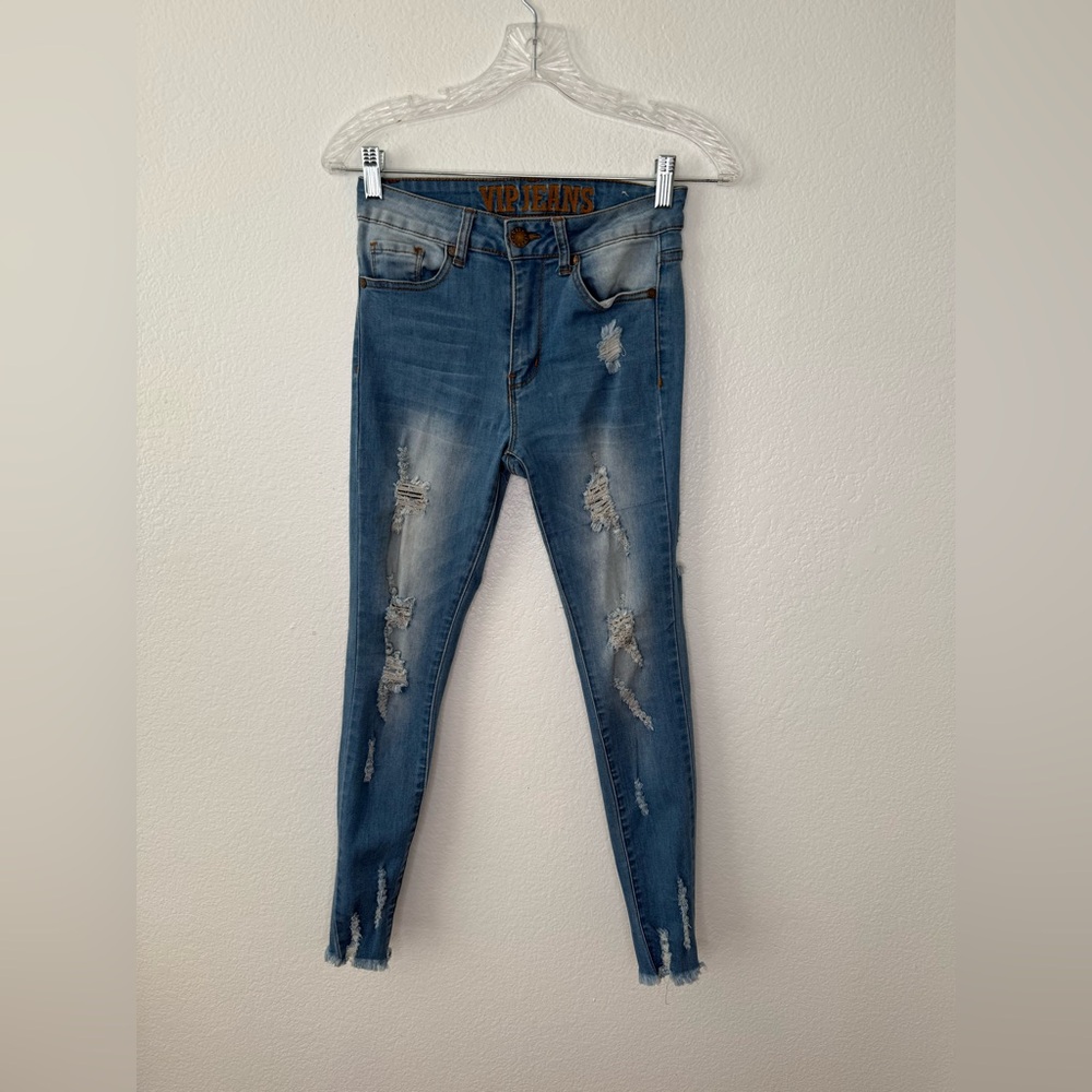 VIP Women's Skinny Distressed Denim Jeans
